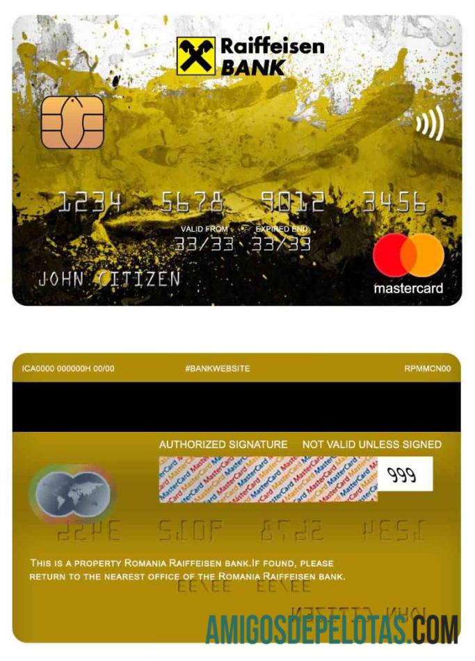 Romania Raiffeisen Bank Mastercard example